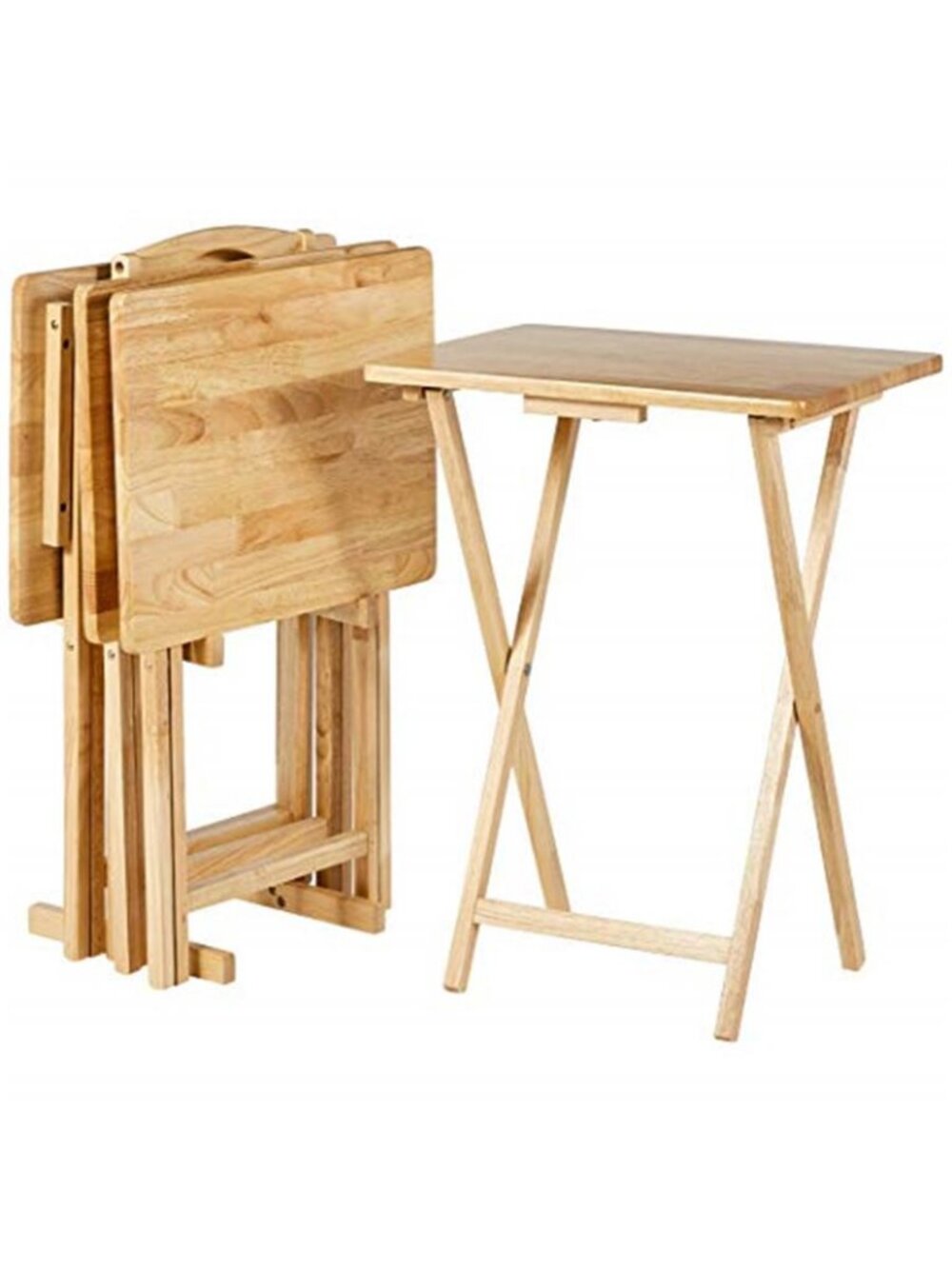 Classic Foldable TV Dinner Tray Table with Storage Rack, 14.6 L x 19 W x 26 H in